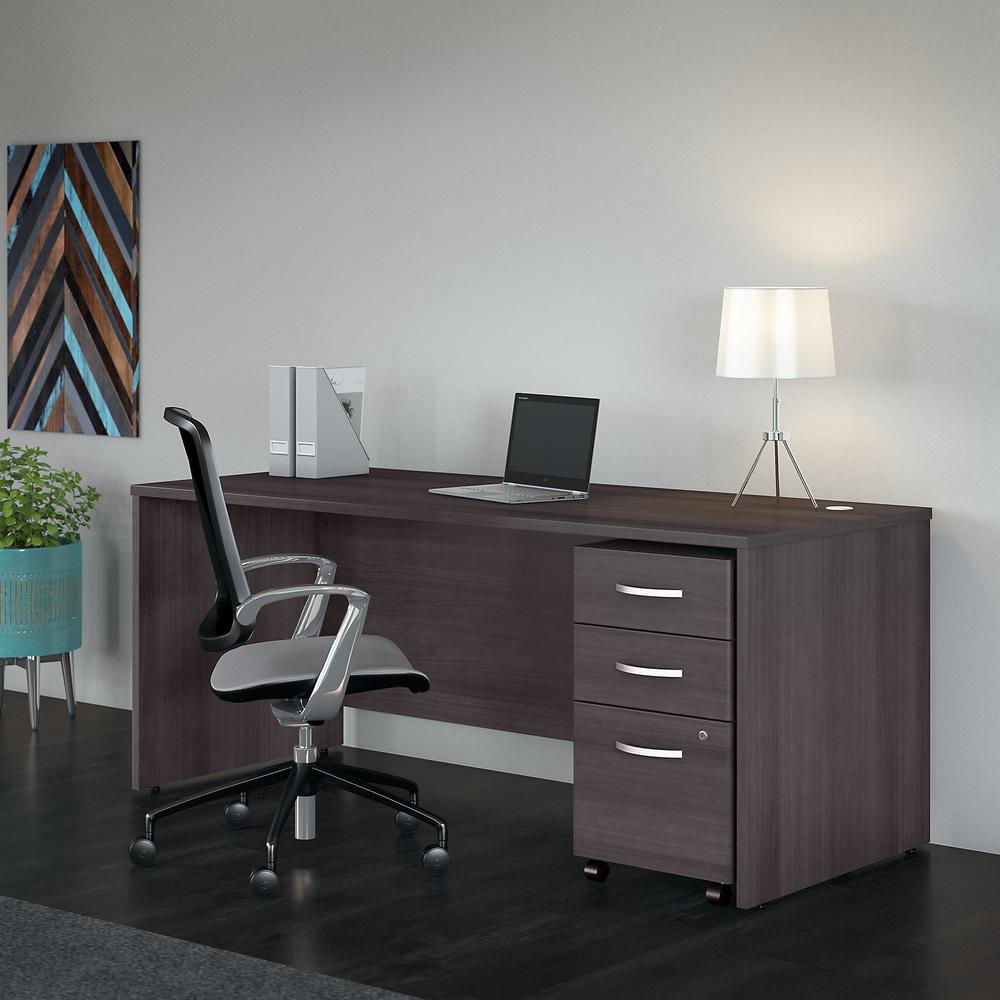 Bush Business Furniture Studio C 72W x 30D Office Desk with Mobile File Cabinet, Storm Gray. Picture 2