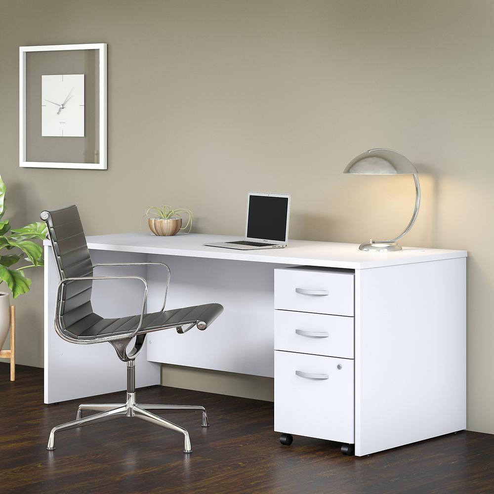 Bush Business Furniture Studio C 72W x 30D Office Desk with Mobile File Cabinet, White. Picture 2
