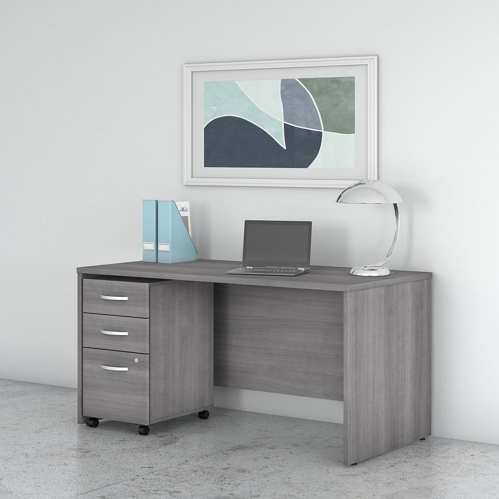 Bush Business Furniture Studio C 60W x 30D Office Desk with Mobile File Cabinet, Platinum Gray. Picture 2