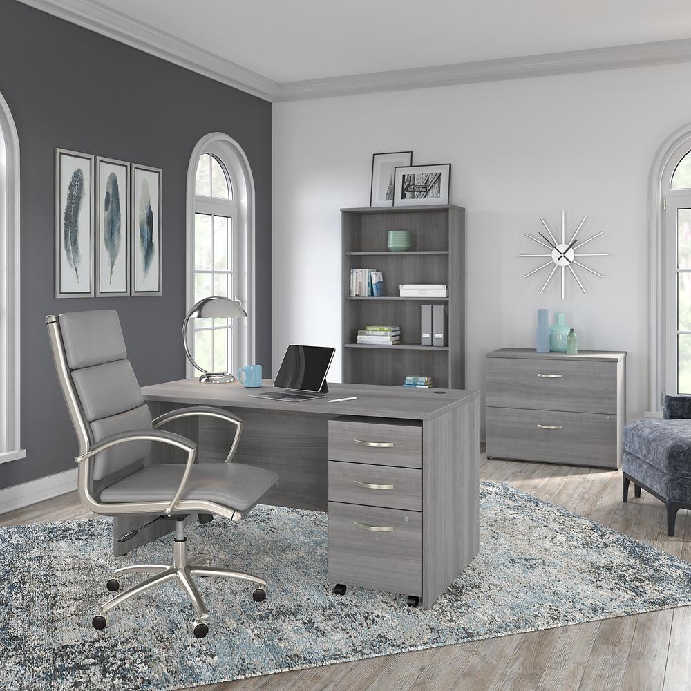 Bush Business Furniture Studio C 60W x 30D Office Desk with Mobile File Cabinet, Platinum Gray. Picture 8