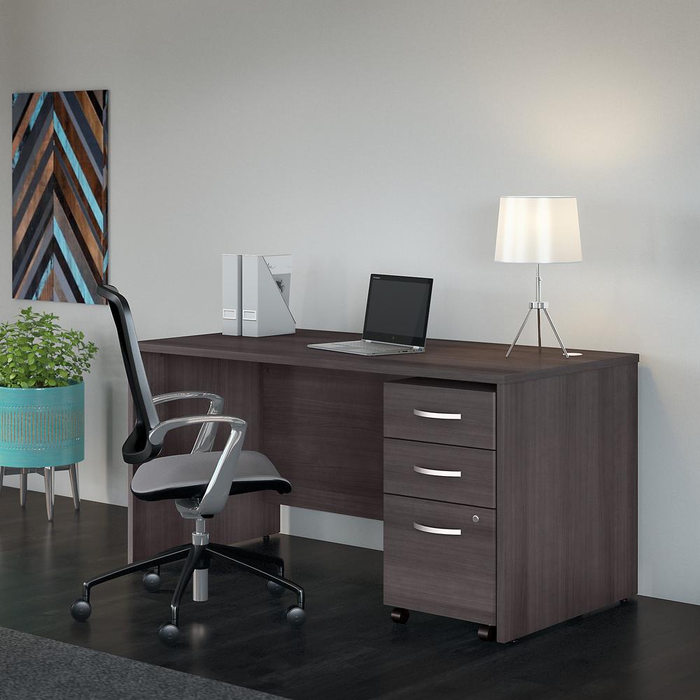 Bush Business Furniture Studio C 60W x 30D Office Desk with Mobile File Cabinet, Storm Gray. Picture 2