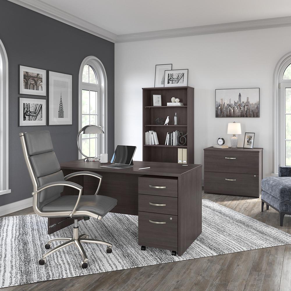 Bush Business Furniture Studio C 60W x 30D Office Desk with Mobile File Cabinet, Storm Gray. Picture 8