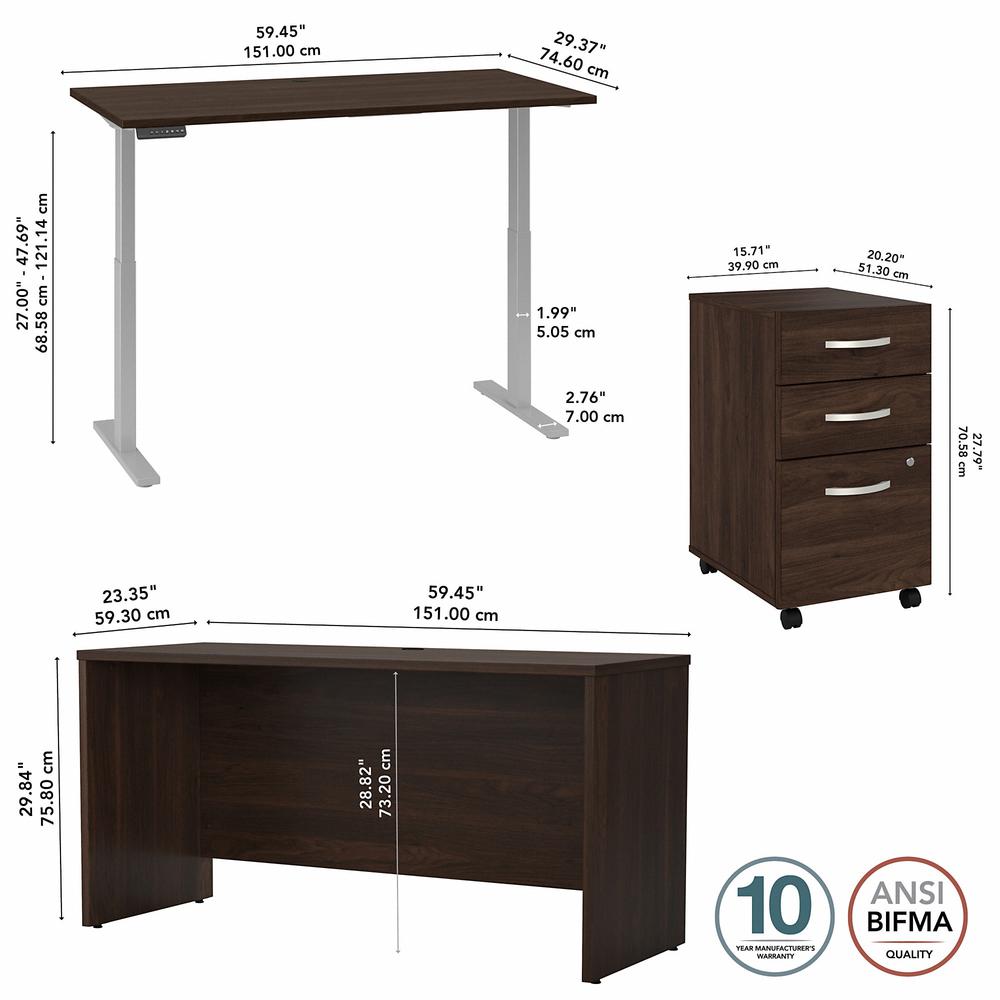 Bush Business Furniture Studio C, 60W Height Adjustable Standing Desk with Credenza and File Cabinet. Picture 5