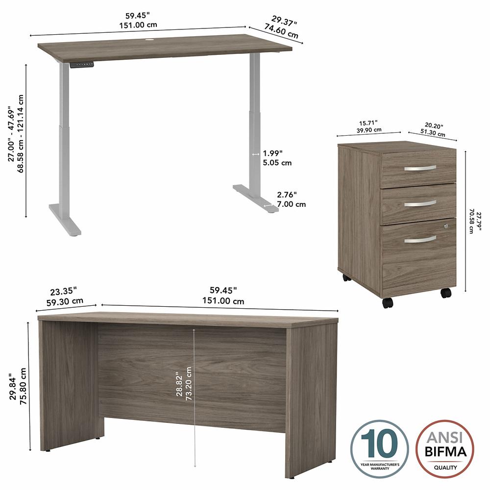 Bush Business Furniture Studio C 60W Height Adjustable Standing Desk with Credenza and File Cabinet. Picture 5