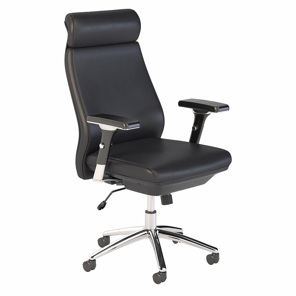 Studio C High Back Leather Executive Office Chair, Black Leather. Picture 1
