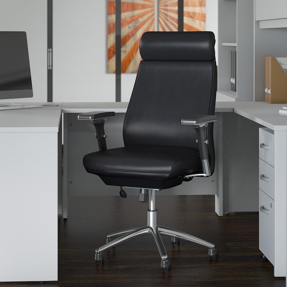 Bush Business Furniture Studio C High Back Leather Executive Office Chair, Black Leather. Picture 2