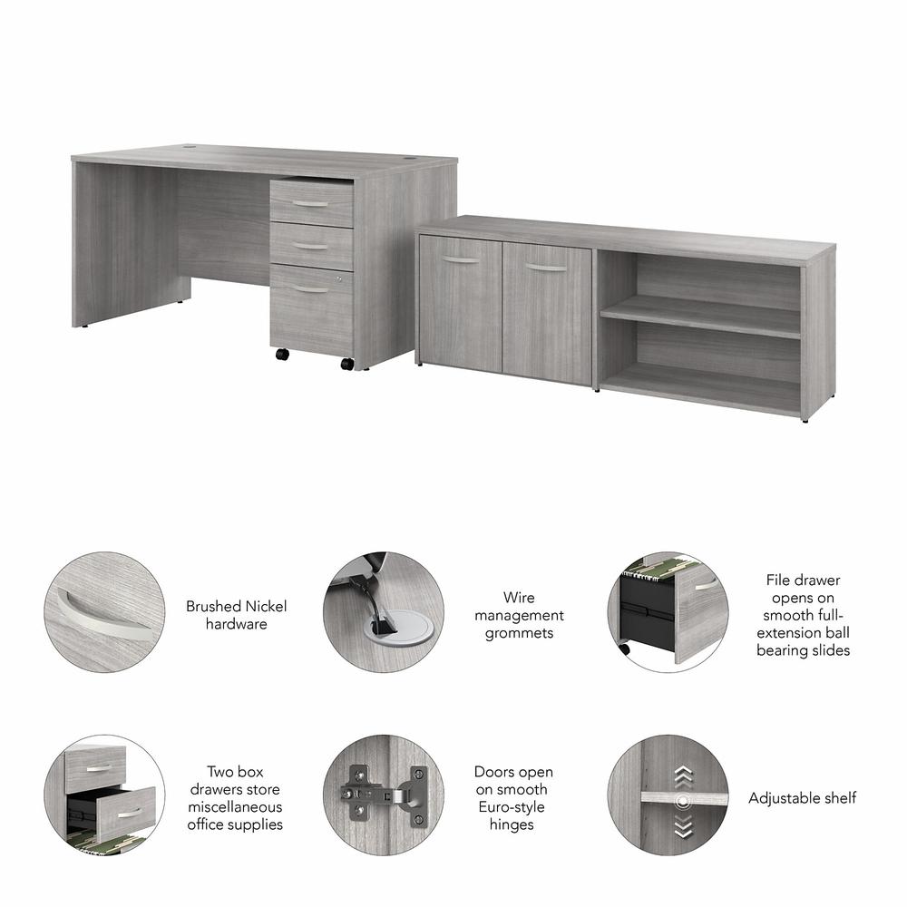 Bush Business Furniture Studio C 60W x 30D Office Desk with Storage Return, and Mobile File Cabinet. Picture 3
