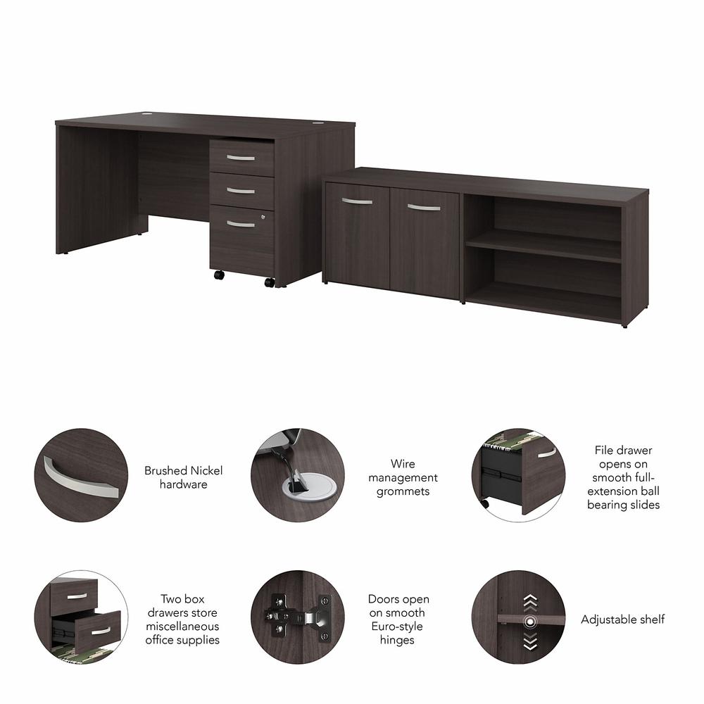 Bush Business Furniture Studio, C 60W x 30D Office Desk with Storage Return and Mobile File Cabinet. Picture 3