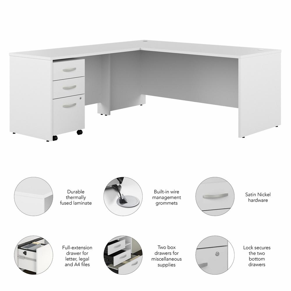 Bush Business Furniture Studio C 72W L Shaped Desk with Mobile File Cabinet, White. Picture 3
