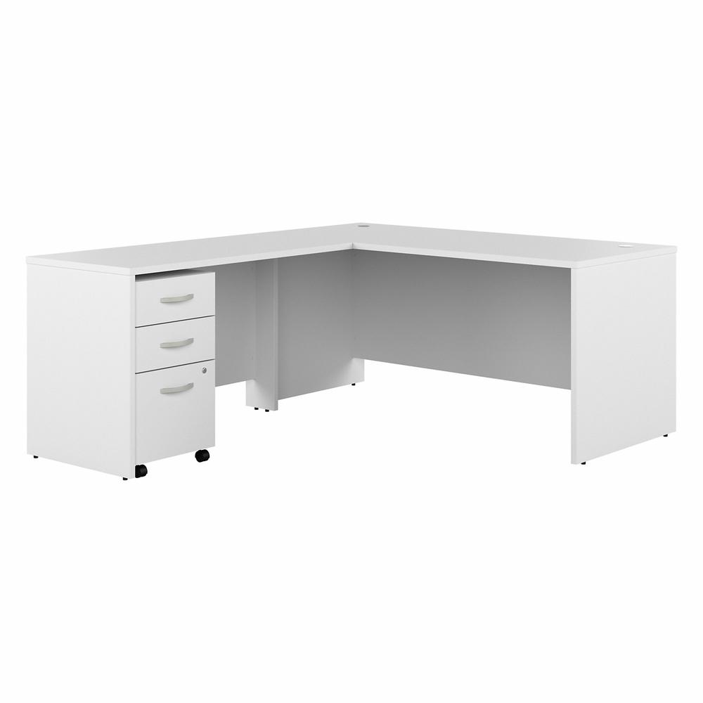 Bush Business Furniture Studio C 66W x 30D, L-Shaped Desk with 3 Drawer Mobile File Cabinet, White. Picture 1