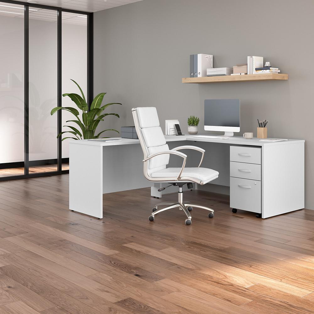 Bush Business Furniture Studio C 66W x 30D, L-Shaped Desk with 3 Drawer Mobile File Cabinet, White. Picture 2
