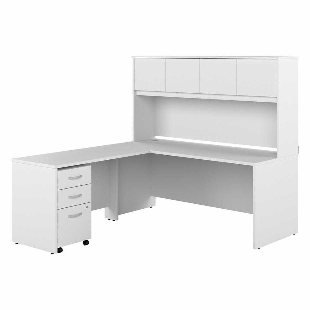 Bush Business Furniture Studio C 72W L-Shaped Desk with Hutch and 3 Drawer Mobile File Cabinet, White. Picture 1