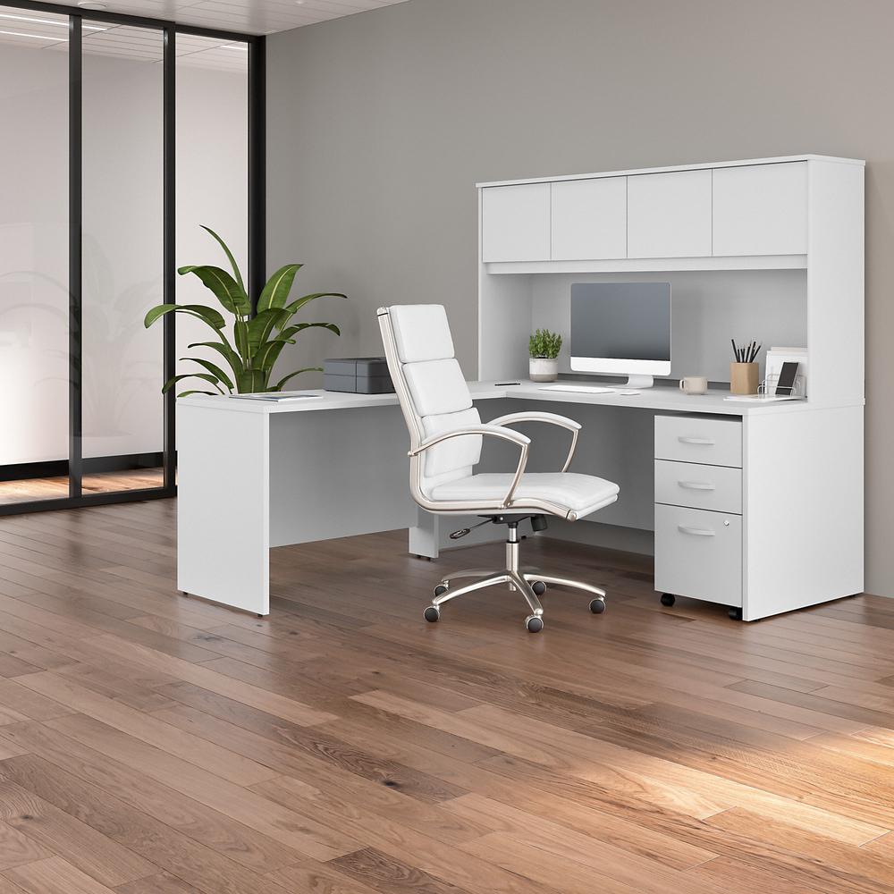 Bush Business Furniture Studio C 72W L-Shaped Desk with Hutch and 3 Drawer Mobile File Cabinet, White. Picture 2