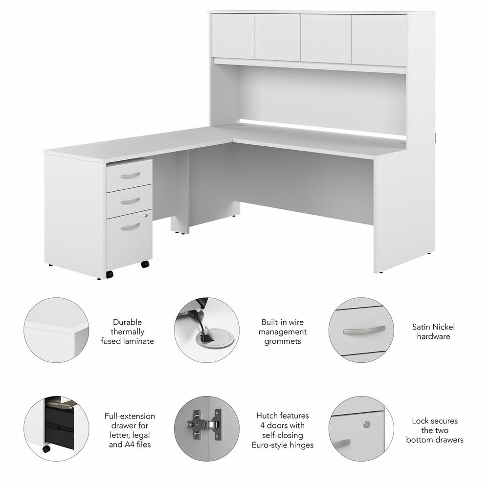 Bush Business Furniture Studio C 72W L-Shaped Desk with Hutch and 3 Drawer Mobile File Cabinet, White. Picture 3