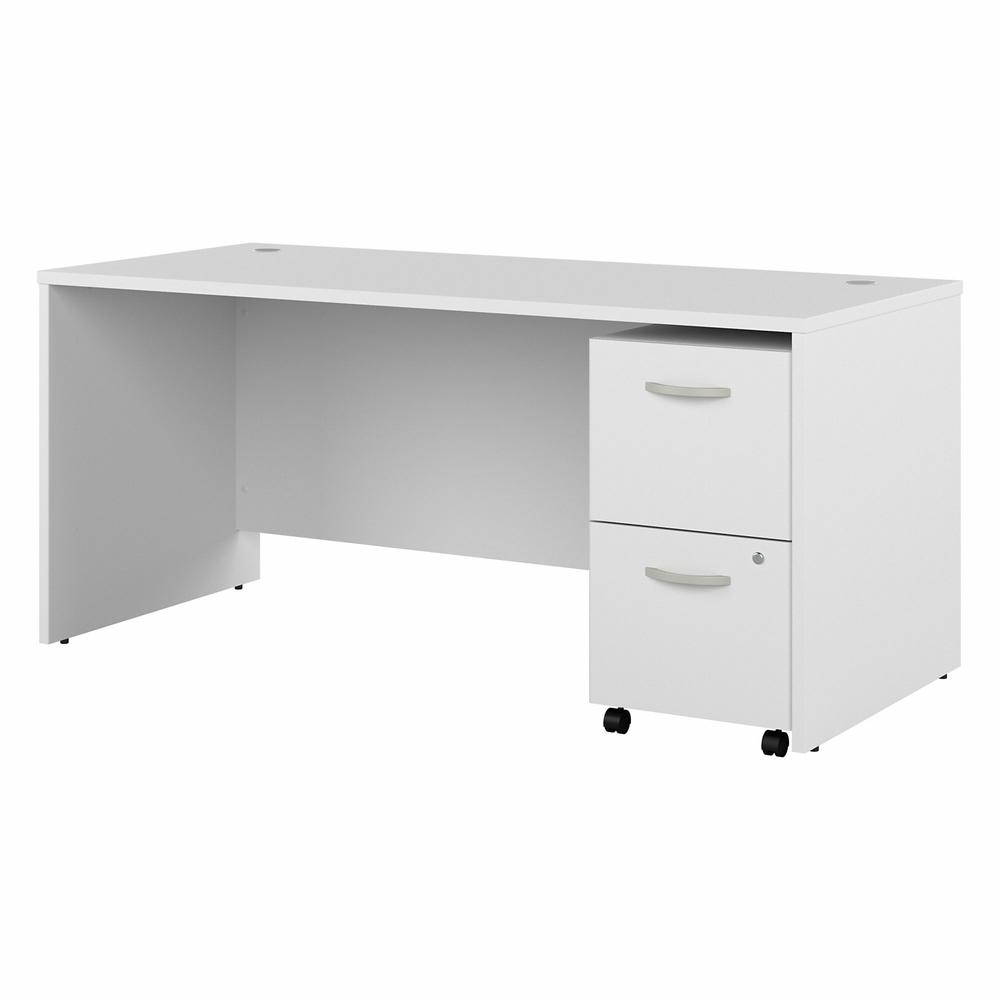 Bush Business Furniture Studio C 66W x 30D Office Desk with 2 Drawer Mobile File Cabinet, White. Picture 1