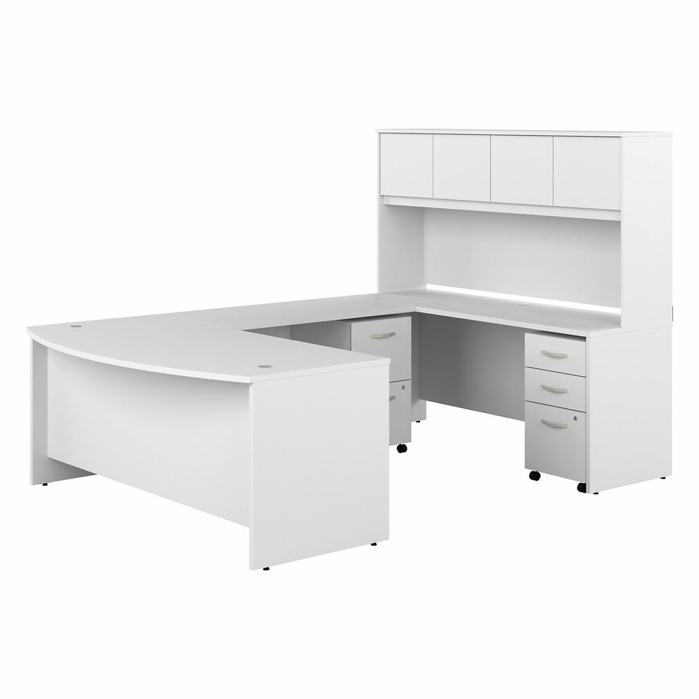 Bush Business Furniture Studio C 72W x 36D U Shaped Desk with Hutch and Mobile File Cabinets, White. Picture 1