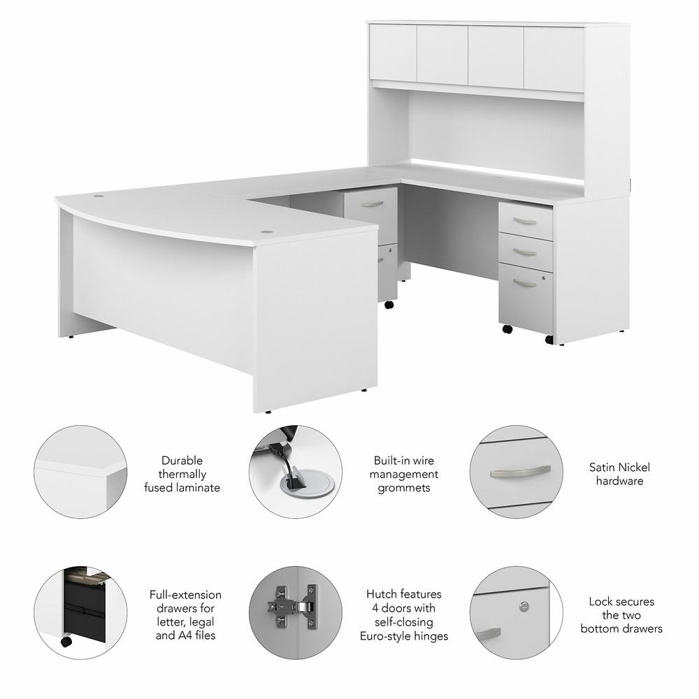 Bush Business Furniture Studio C 72W x 36D U Shaped Desk with Hutch and Mobile File Cabinets, White. Picture 5