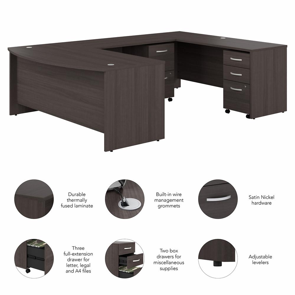 Bush Business Furniture Studio C 72W x 36D U Shaped Desk and Mobile File Cabinets, Storm Gray/Storm Gray. Picture 3