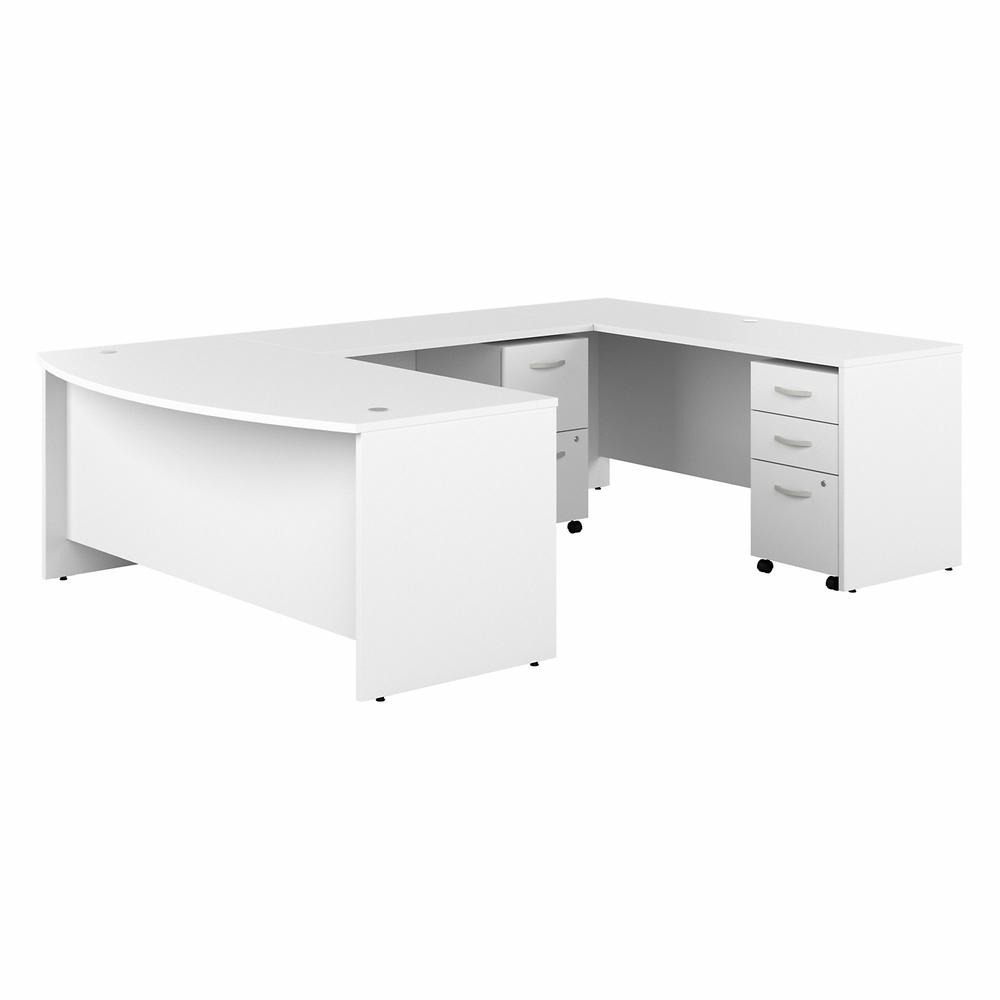 Bush Business Furniture Studio C 72W x 36D U Shaped Desk and Mobile File Cabinets, White. Picture 1