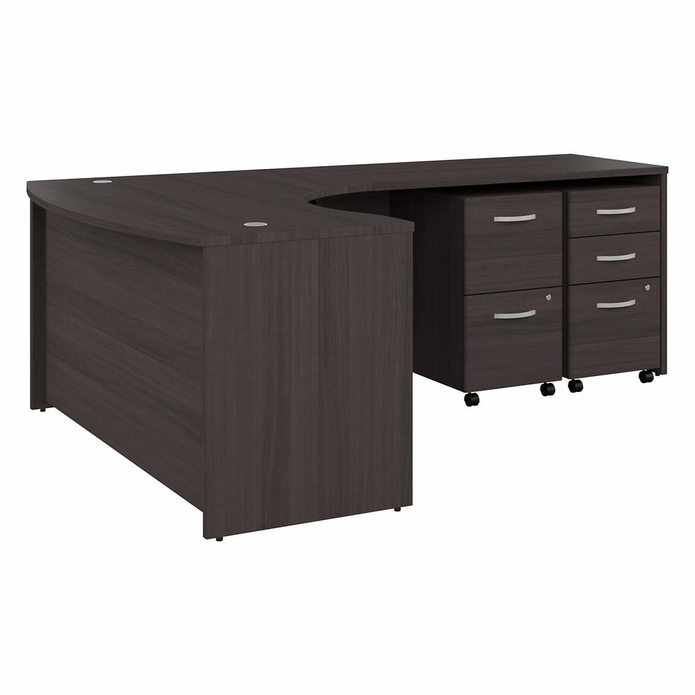 Bush Business Furniture Studio C 60W x 43D Right Hand L-Bow Desk with Mobile File Cabinets, Storm Gray/Storm Gray. Picture 1