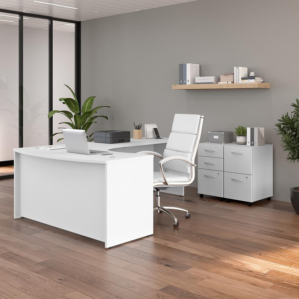 Bush Business Furniture Studio C 60W x 43D Right Hand L-Bow Desk with Mobile File Cabinets, White. Picture 2