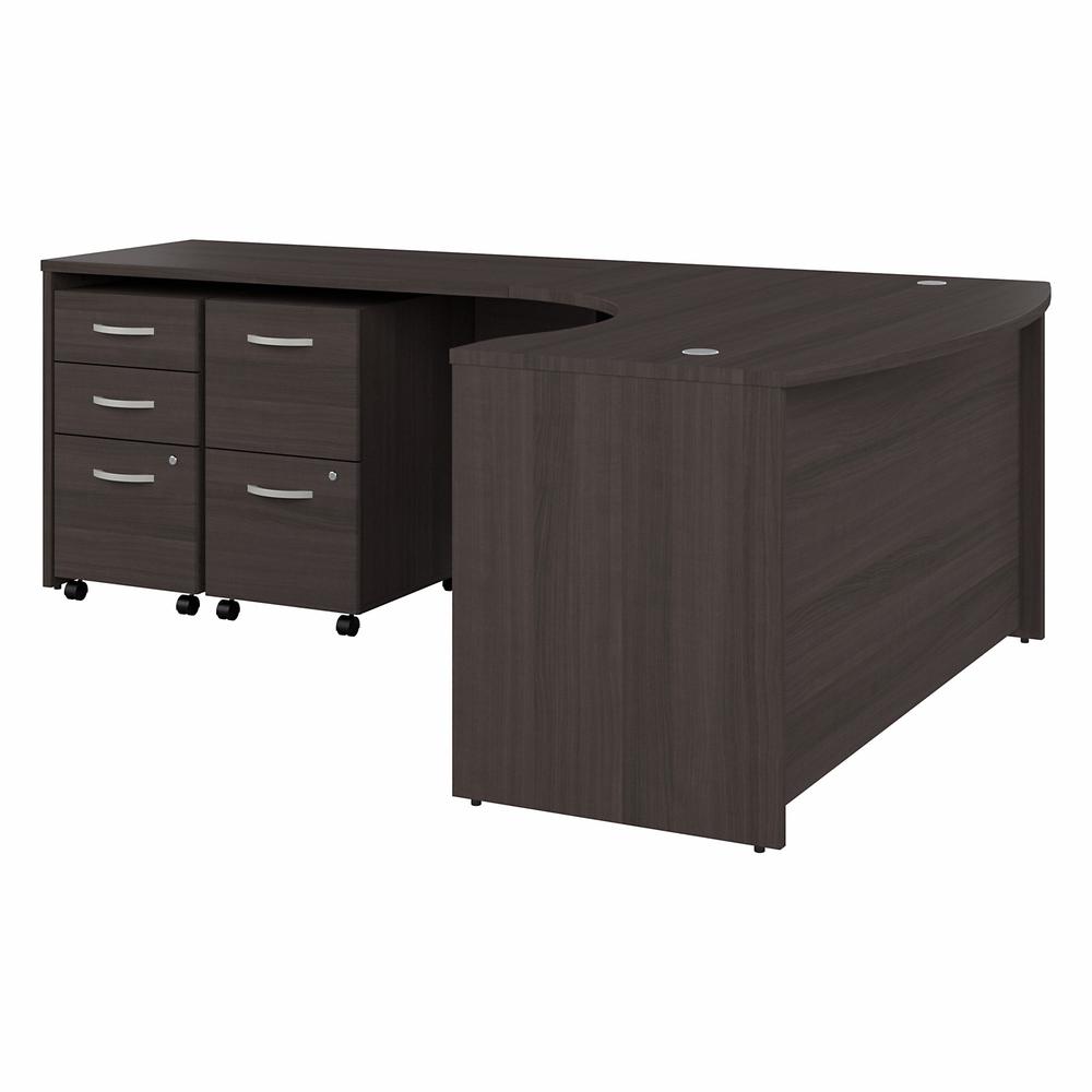Bush Business Furniture Studio C 60W x 43D Left Hand L-Bow Desk with Mobile File Cabinets, Storm Gray/Storm Gray. Picture 1