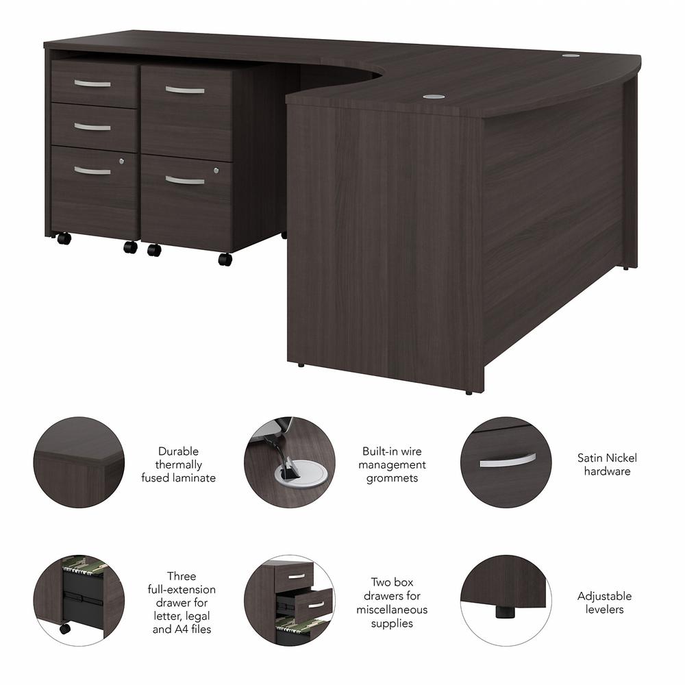 Bush Business Furniture Studio C 60W x 43D Left Hand L-Bow Desk with Mobile File Cabinets, Storm Gray/Storm Gray. Picture 3