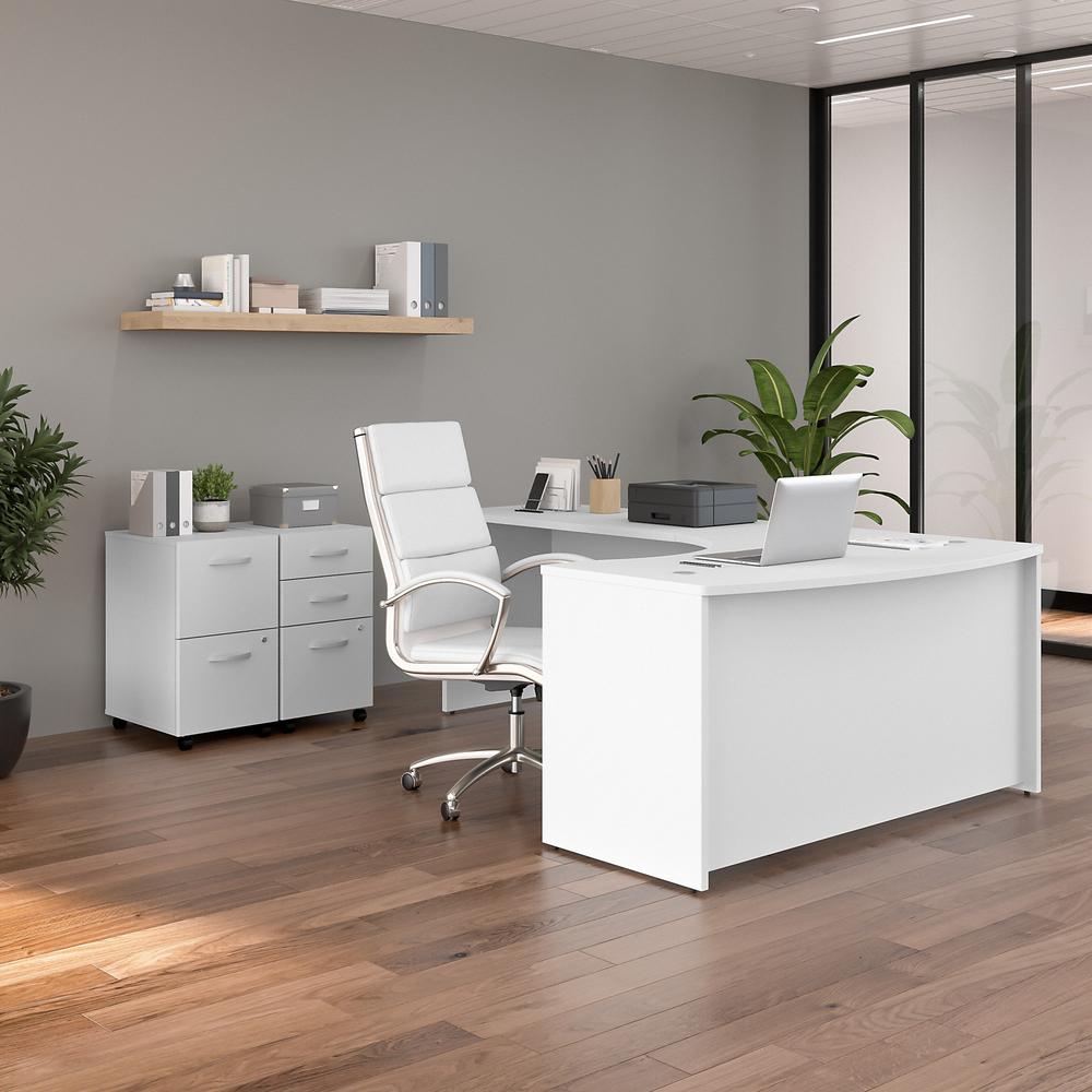 Bush Business Furniture Studio C 60W x 43D Left Hand L-Bow Desk with Mobile File Cabinets, White. Picture 2