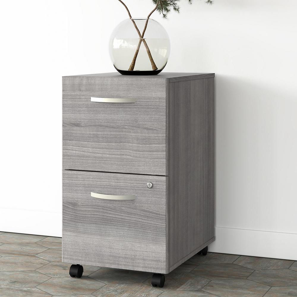 Bush Business Furniture Studio A 2 Drawer Mobile File Cabinet - Assembled, Platinum Gray. Picture 3