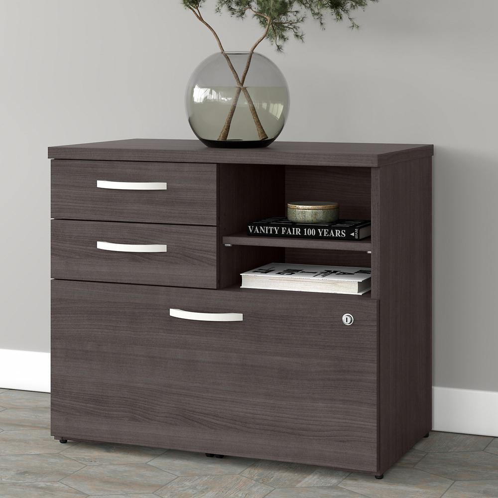 Bush  Furniture Studio A Office Storage Cabinet with Drawers and Shelves, Storm Gray/Storm Gray. Picture 2