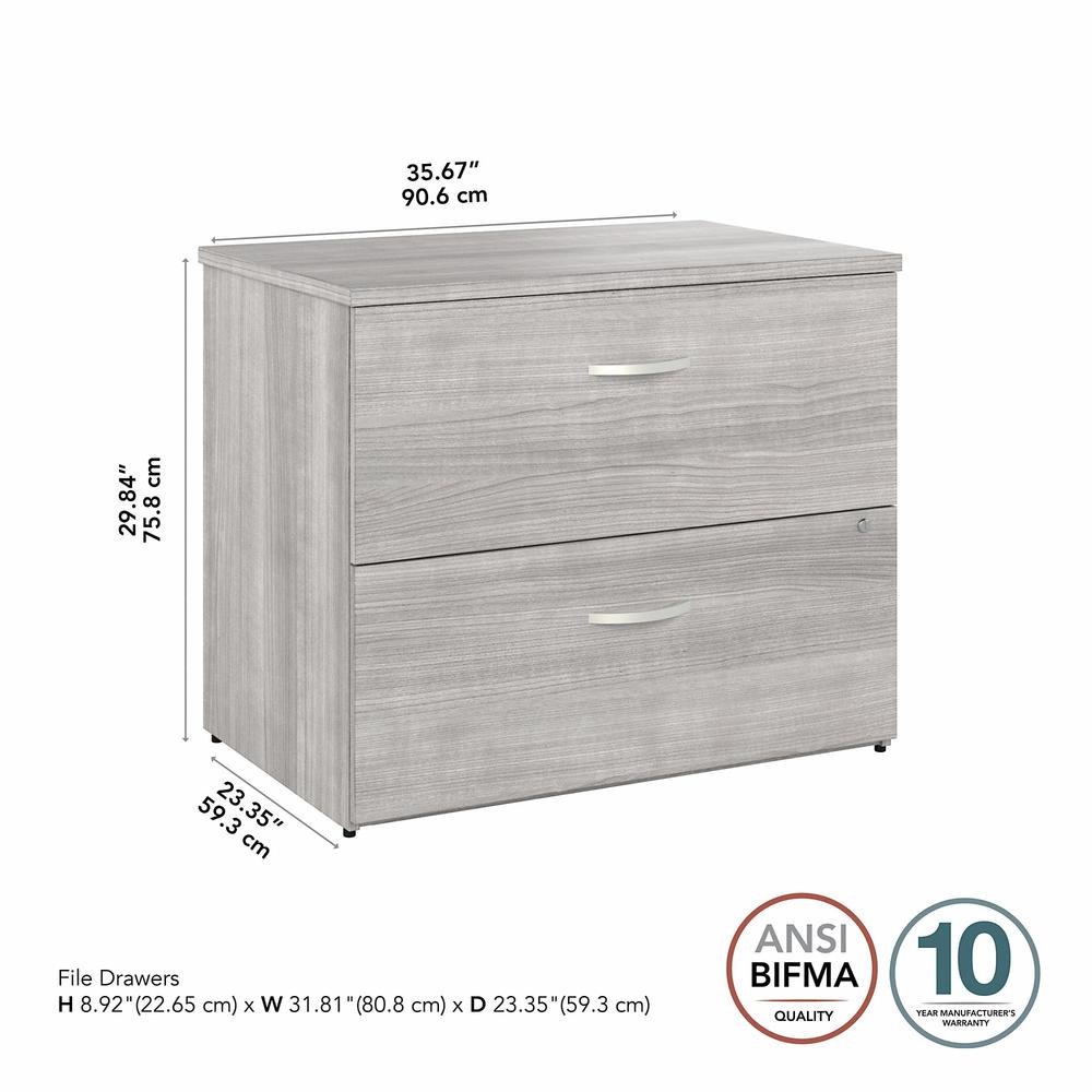Bush  Furniture Studio A 2 Drawer Lateral File Cabinet - Assembled, Platinum Gray/Platinum Gray. Picture 5