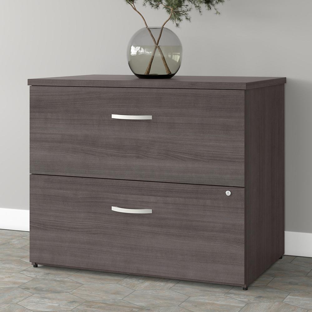 Bush Business Furniture Studio A 2 Drawer Lateral File Cabinet - Assembled, Storm Gray/Storm Gray. Picture 2