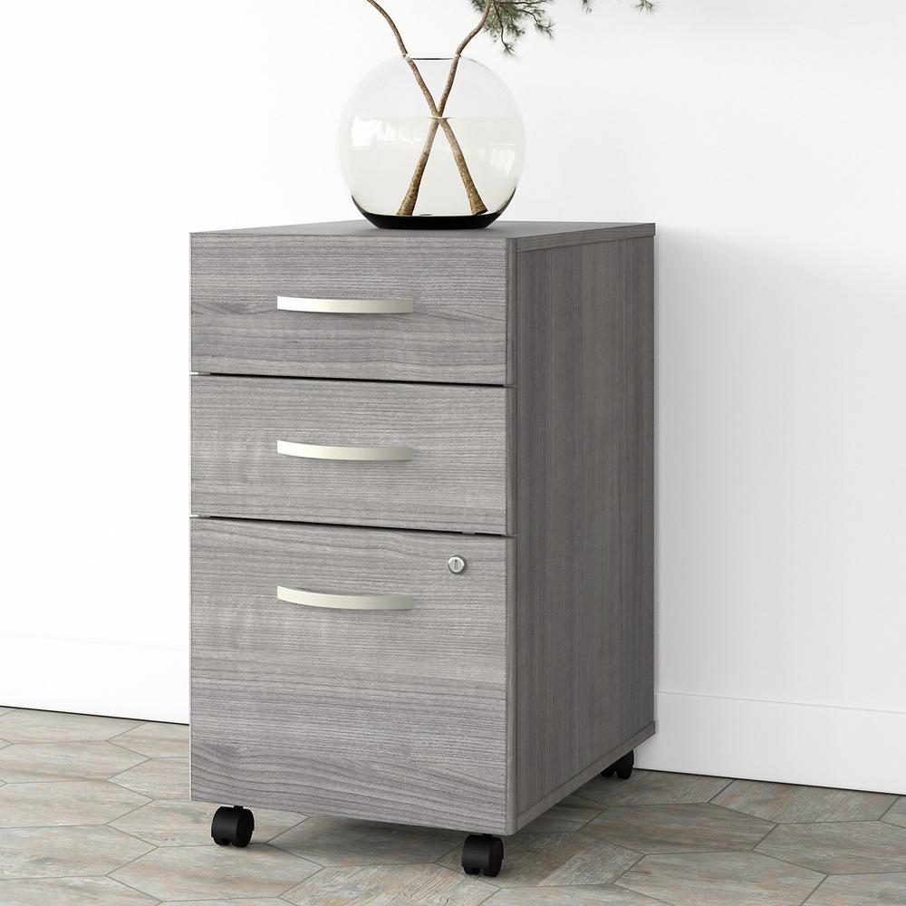 Bush  Furniture Studio A 3 Drawer Mobile File Cabinet - Assembled, Platinum Gray. Picture 2