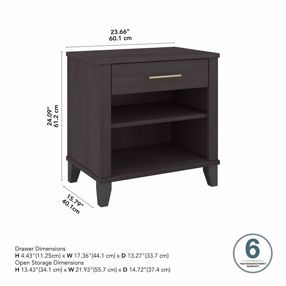 Bush Furniture Somerset Nightstand with Drawer and Shelves, Storm Gray. Picture 5