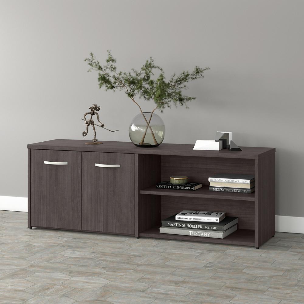Bush Business Furniture Studio A Low Storage Cabinet with Doors and Shelves, Storm Gray/Storm Gray. Picture 3