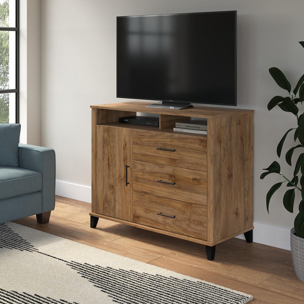 Bush Furniture Somerset 3 Drawer Dresser and Bedroom TV Stand, Fresh Walnut. Picture 3