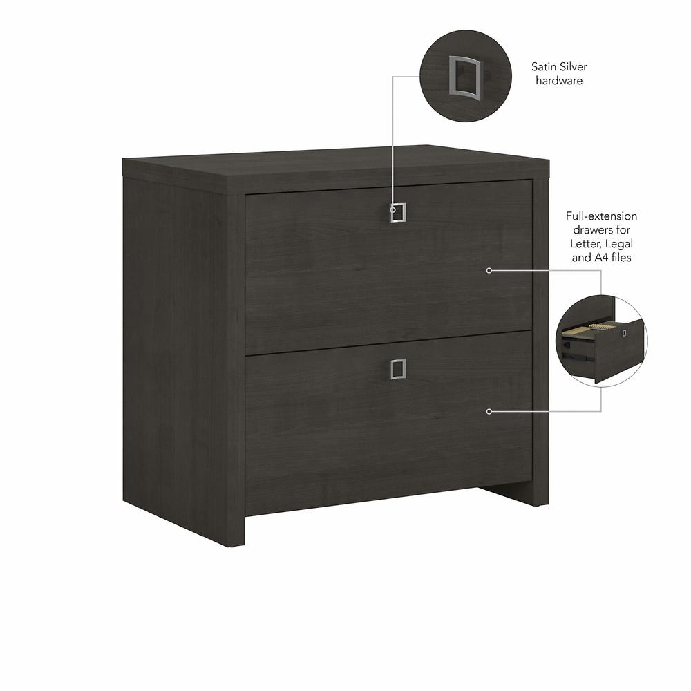 Echo 2 Drawer Lateral File Cabinet in Charcoal Maple. Picture 3