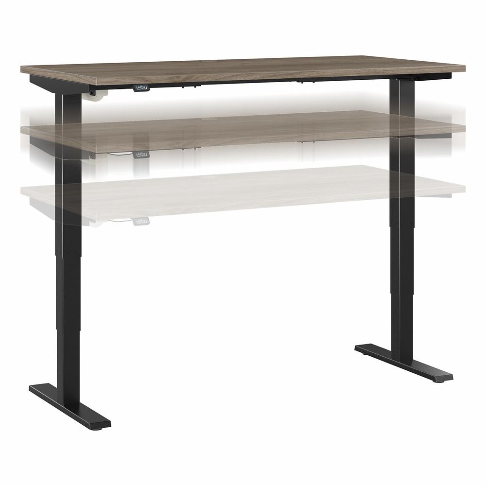 Move 40 Series by Bush Business Furniture 60W x 30D Electric Height Adjustable Standing Desk Modern Hickory/Black Powder Coat. Picture 1