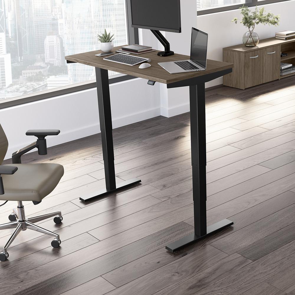 Move 40 Series by Bush Business Furniture 48W x 24D Electric Height Adjustable Standing Desk Modern Hickory/Black Powder Coat. Picture 2