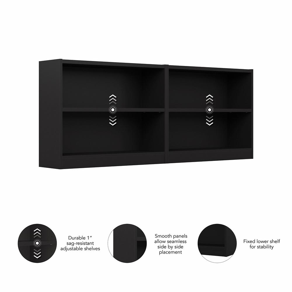 Bush Furniture Universal Small 2 Shelf Bookcase - Set of 2, Black. Picture 3