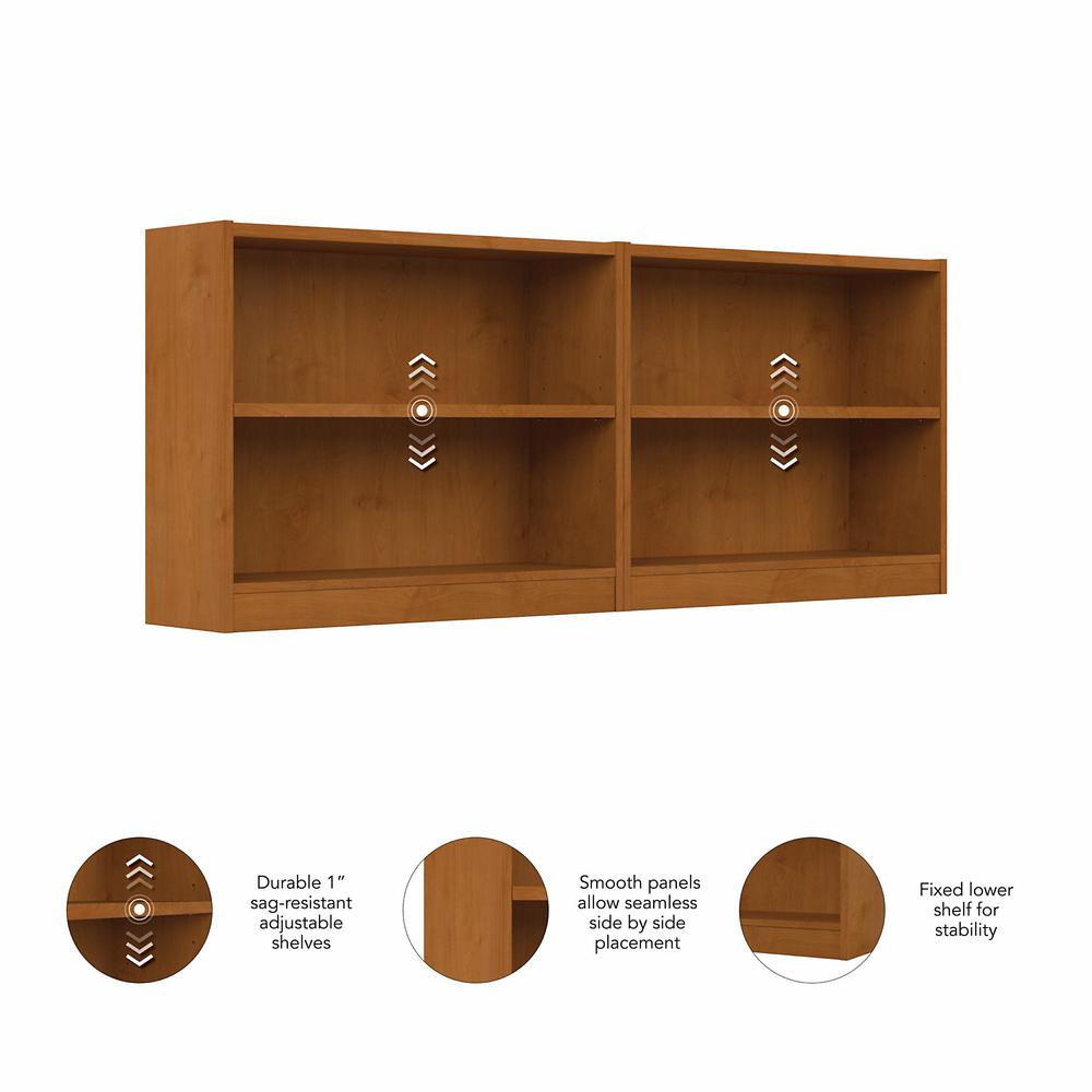 Bush Furniture Universal Small 2 Shelf Bookcase - Set of 2, Natural Cherry. Picture 3