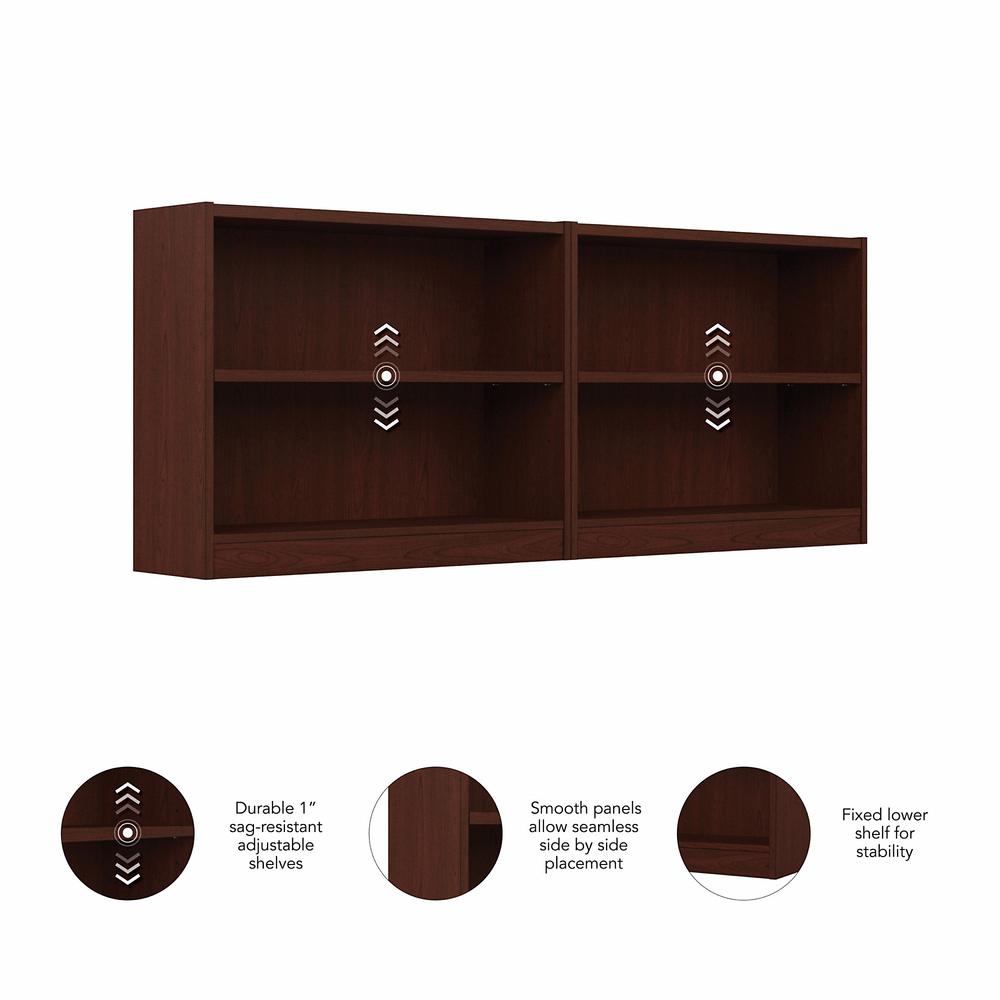 Bush Furniture Universal Small 2 Shelf Bookcase - Set of 2, Vogue Cherry. Picture 3