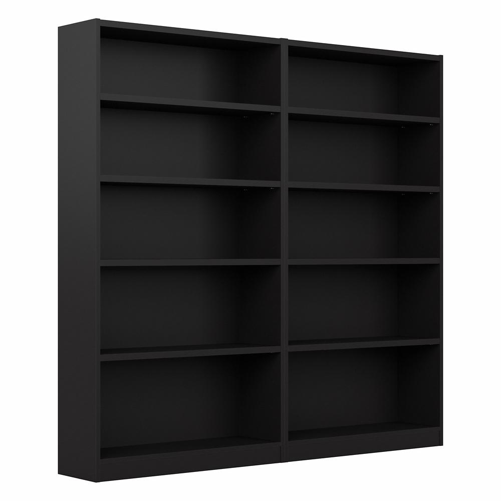 Bush Furniture Universal Tall 5 Shelf Bookcase - Set of 2, Black. Picture 1