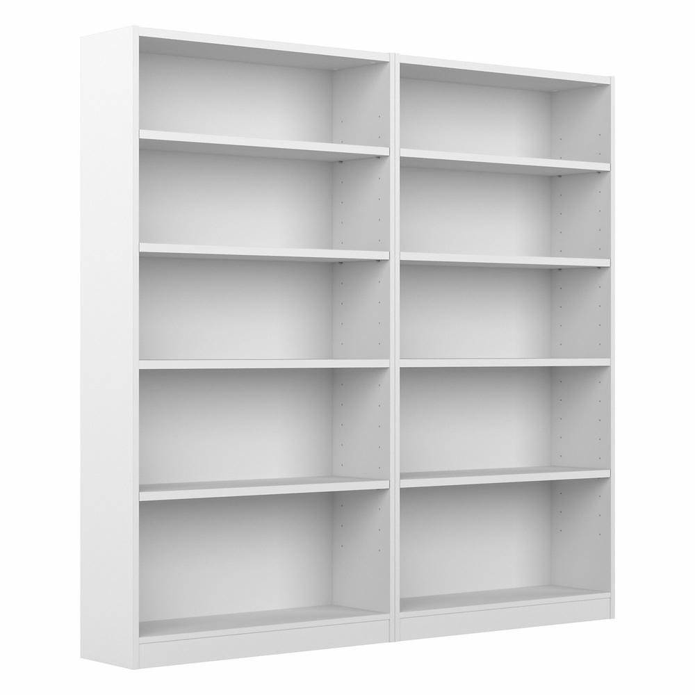 Bush Furniture Universal Tall 5 Shelf Bookcase - Set of 2 White. Picture 1