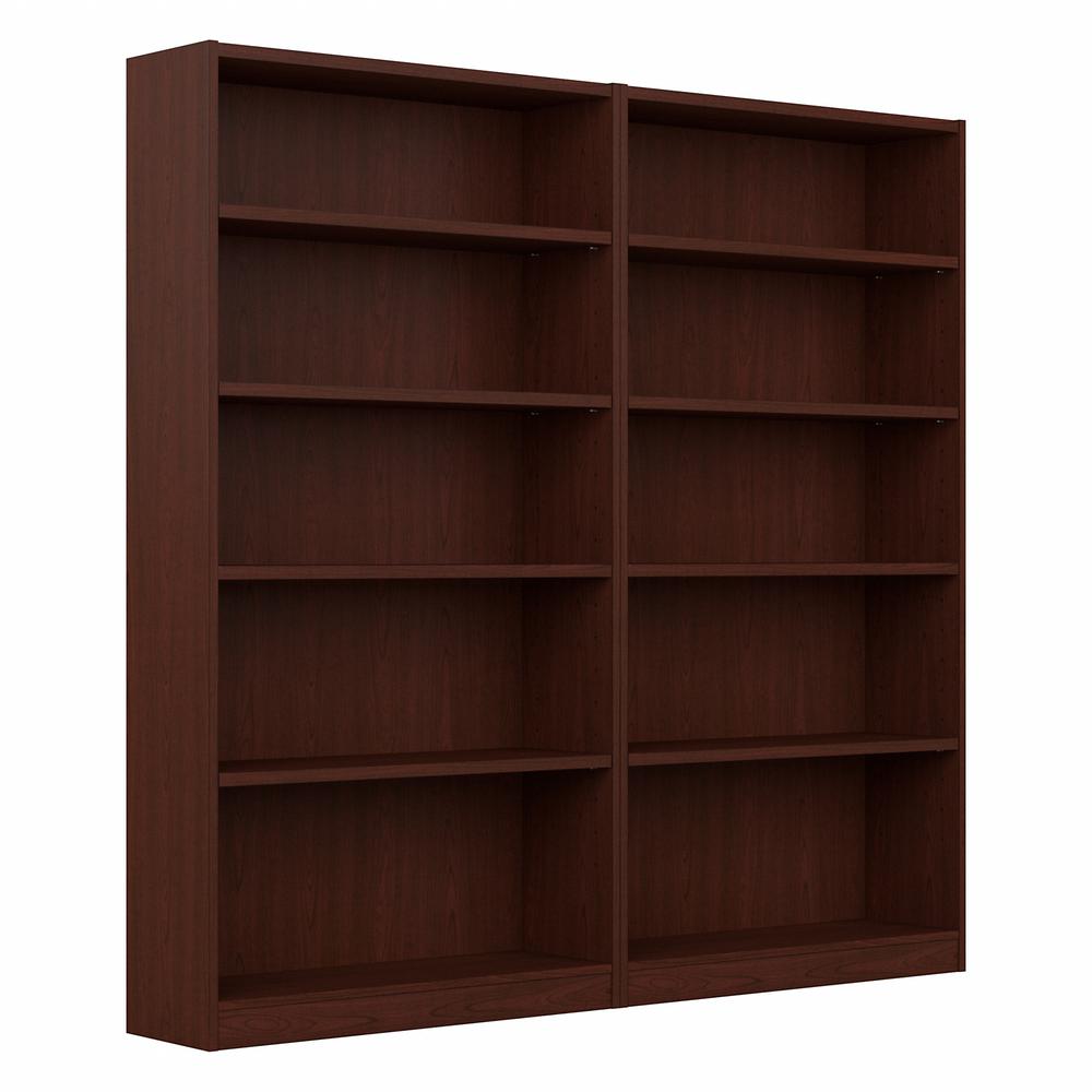 Bush Furniture Universal Tall 5 Shelf Bookcase - Set of 2 Vogue Cherry. Picture 1