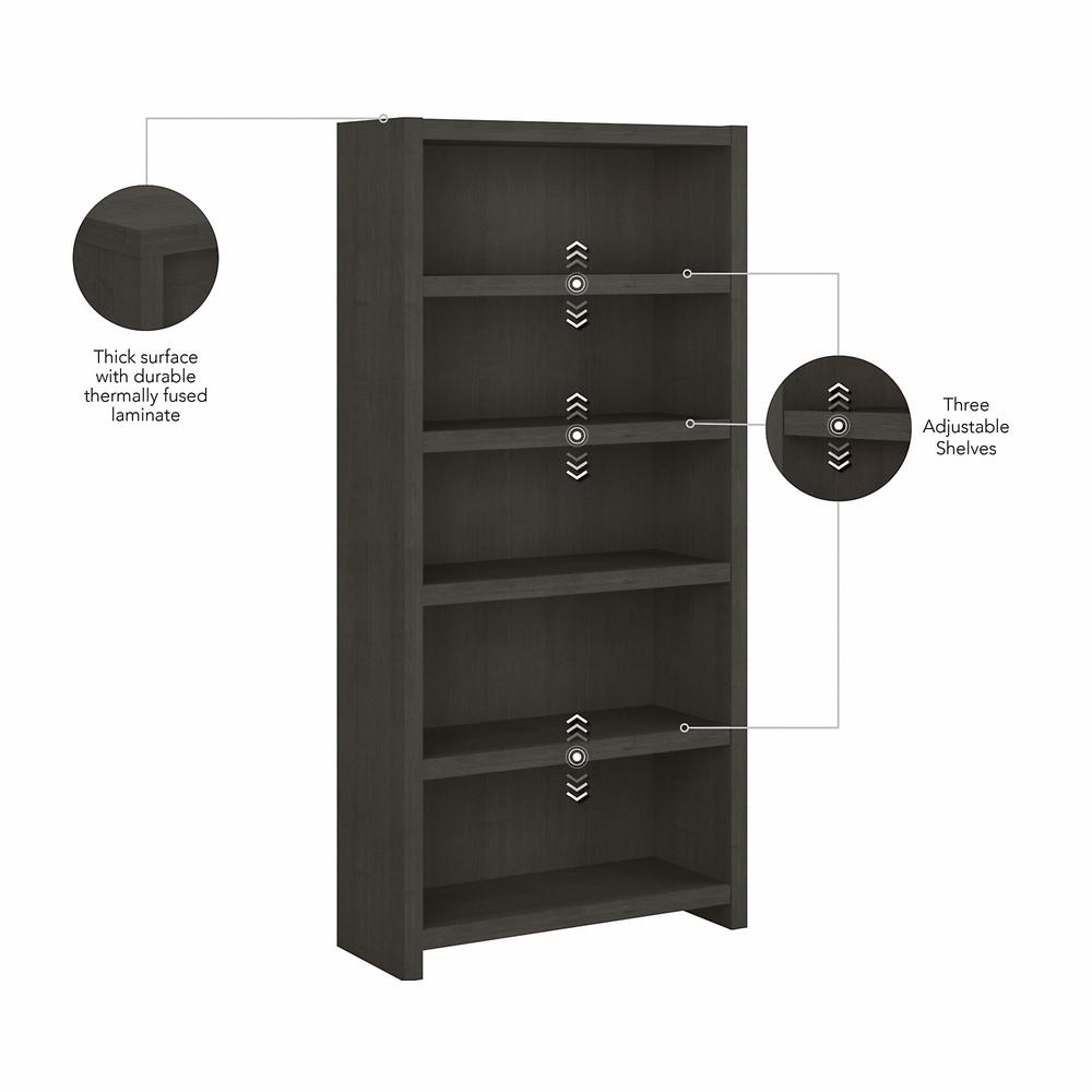 Echo 5 Shelf Bookcase in Charcoal Maple. Picture 3