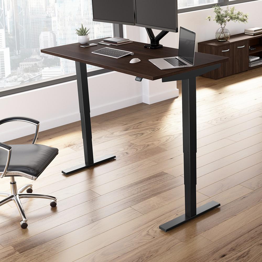 Move 40 Series by Bush Business Furniture 60W x 30D Electric Height Adjustable Standing Desk Black Walnut/Black Powder Coat. Picture 2