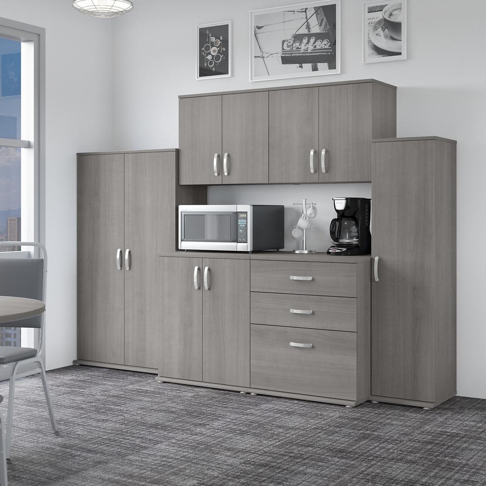 Universal 108W 6 Piece Modular Storage Set with Floor and Wall Cabinets - Platinum Gray. Picture 2