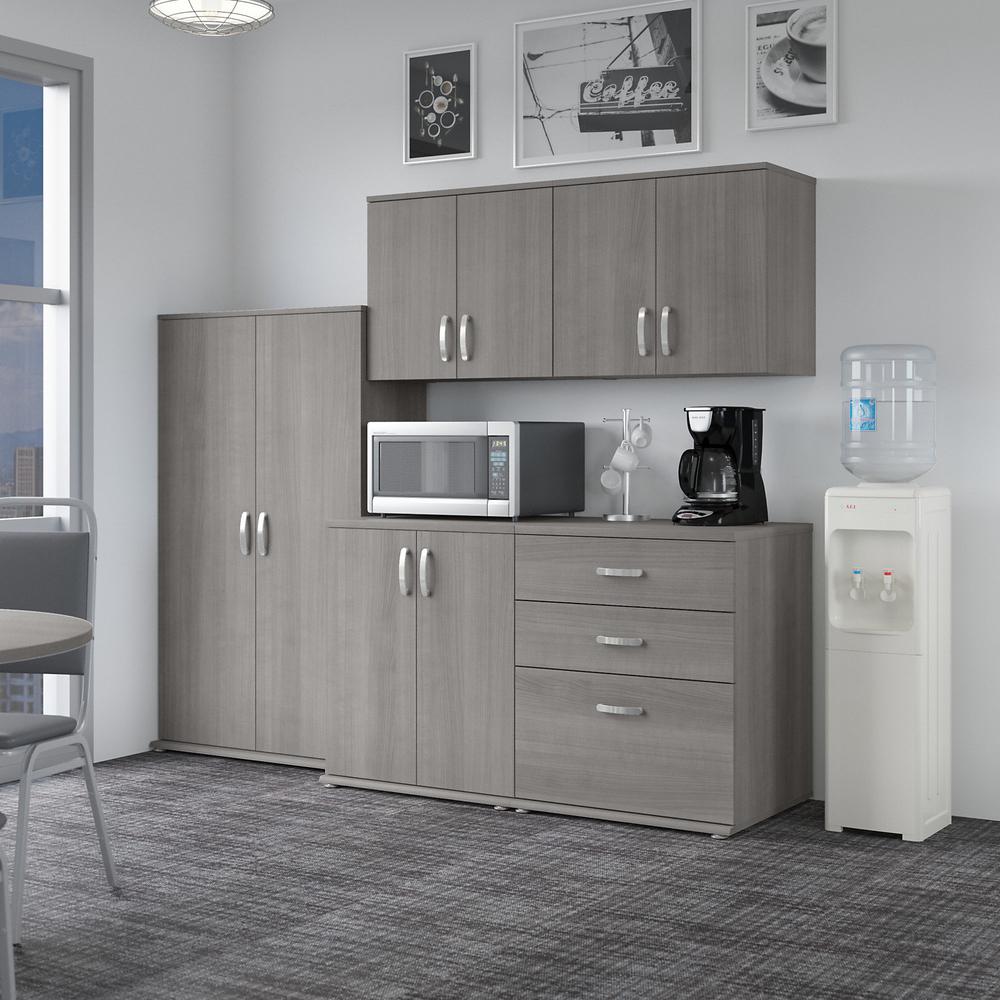 Universal 92W 5 Piece Modular Storage Set with Floor and Wall Cabinets - Platinum Gray. Picture 2