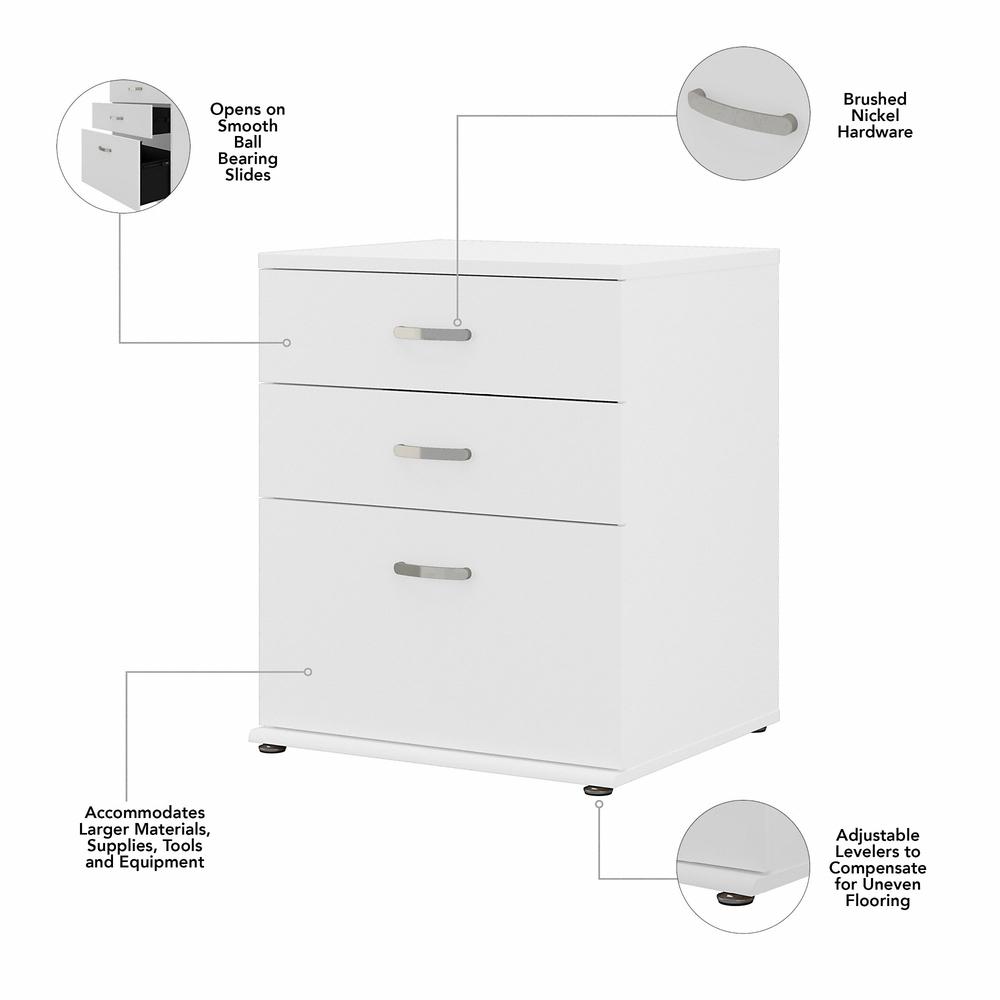 Universal 44W 3 Piece Modular Storage Set with Floor and Wall Cabinets - White. Picture 5